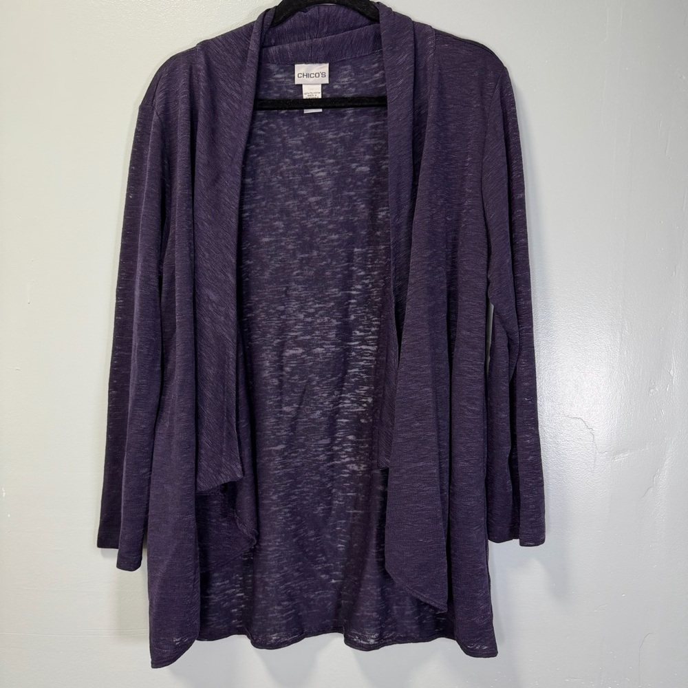 Chico's Open-Front Lightweight Cardigan in Deep Purple